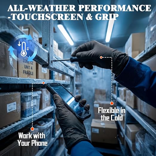 ANBOSON 10 Mil Heavy Duty Mechanic Nitrile Gloves, Large Black 100 Count | Diamond Grip,Latex Free,Chemical Resistant Disposable Thick Rubber Gloves for Auto Repair, Industrial, Food, Work ,BBQ,Men