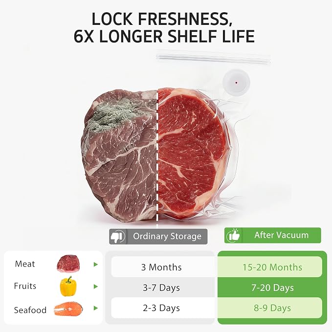 Syntus 30 Pcs Reusable Vacuum Sealer Bags for Food, 12"x13" Large Size | Upgraded Air Valve, Microwave Sous Vide Freezer Meal Prep, Leak-Proof, Food Storage Zipper Bags, for Compact Vacuum Sealer
