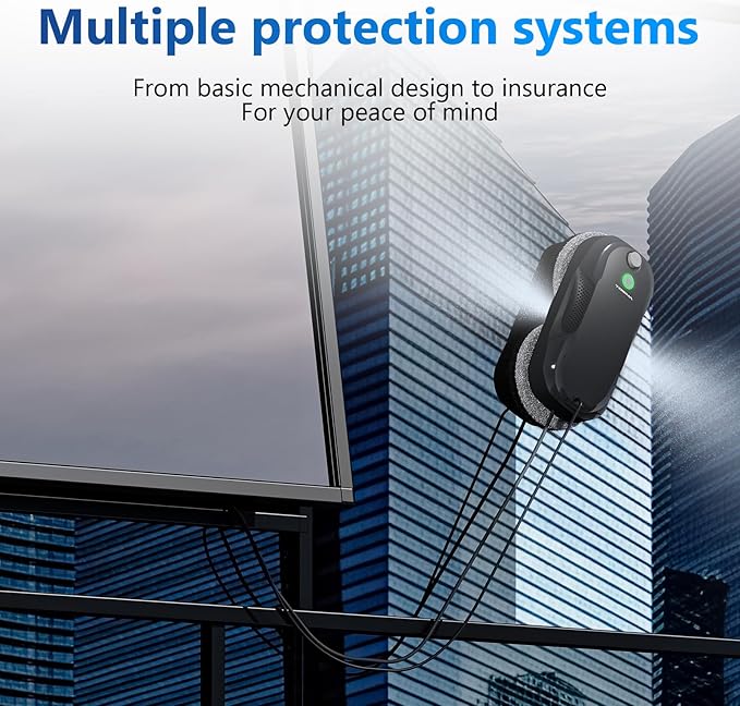 Tosima W5 Window Cleaning Robot, 6400Pa Max Adaptive Suction, Auto-Spray Smart Window Cleaner with Triple Safety System, Intelligent Navigation, Remote Control, for All Smooth Surfaces, Black