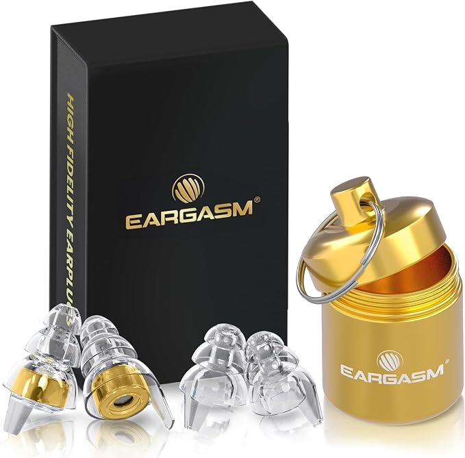 Eargasm High Fidelity Gold Earplugs for Concerts, Festivals, Musicians, DJs, Night-Life, Motorcycle Hearing Protection - Reusable Ear Plugs for High Fidelity Noise Reduction up to 21 dB