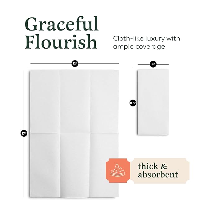 400 Pack Disposable Guest Towels for Bathroom, Linen-Feel Hand Towels | Thick and Absorbent Cloth-Like Paper Napkins, Made in USA, White, 12x17 in, for Parties, Weddings, Events, Guest Bathrooms
