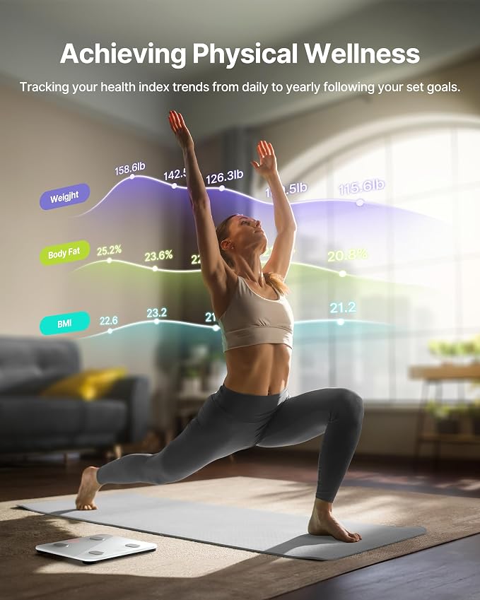 FITINDEX Smart Scale for Body Weight, FSA&HSA Eligible, Scale with BMI, Body Fat, Muscle Mass, Bluetooth,13 Body Composition Analyzer, Sync APP, Digital Bathroom, 400lb, White