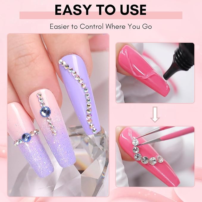 Makartt 15ml UV Rhinestone Glue Gel for Nail Gems and Charms | Medium Viscosity, DIY 3D Nail Art, Salon Rhinestone Looks, 120s UV Lamp Cure, Glitter, Pearls and Sequins