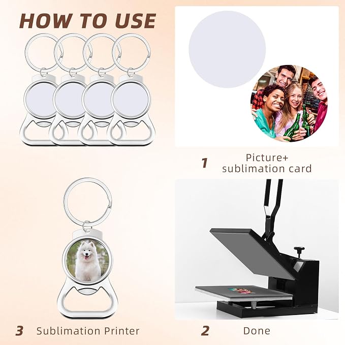 Bokon 60 Pcs Sublimation Blanks Keychains Metal Bottle Opener Keychains Transfer Sublimation Key Rings for Photos (3.74 x 1.54 Inches)