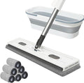 2025 New Large Flat Mop with 6 Reusable Mop Head Dry and Wet, Flat Mop and Bucket Set, Adjustable Handle Self Wringing Flat Mops, 360 Rotation Flat Mop (White with 6pcs Mop Head)