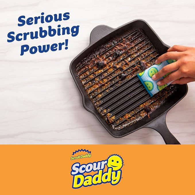 Scrub Daddy Scour Daddy XL - Large Heavy Duty Sponge & Non Scratch Scouring Pad - 18 Pack of Bulk Sponges & Commercial Cleaning Supplies - Durable & Odor Resistant (18 Count)