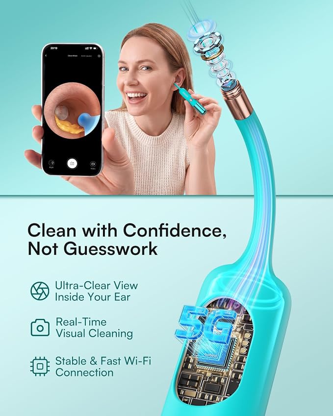 Bebird EarSight Ultra X 4K HD Ear Wax Removal Tool Camera with Luxury Gift Box, FSA HSA Eligible, Premium Smart Ear Cleaner Otoscope, Perfect Birthday Mothers Fathers Day Gift for Family, Aurora Blue
