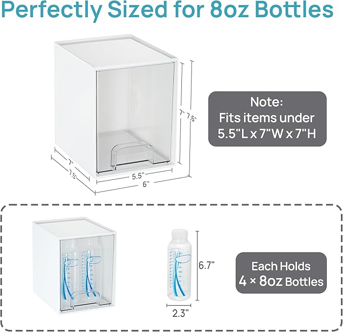 Vtopmart 2 Pack Stackable Storage Drawers, Plastic Organizers Bins for Baby Bottles, Skincare, Beauty Supplies, Ideal for Vanity, Bathroom, Kitchen Countertop, Cabinet Orga