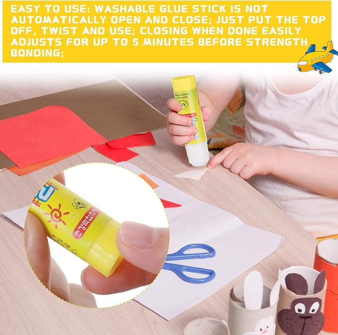 Zubebe 0.25 oz White Glue Sticks in Bulk for Classroom, Washable Glue Stick for Crafts Home Back to School Students Teachers Employees Scrapbooking Crafting Supplies (200 Pcs)
