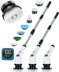 Electric Spin Scrubber for Cleaning Bathroom - Shower Cleaner Brush with Long Handle - Cordless Power Scrubber with 7 Brushes Heads, IPX7 Waterproof Scrub Brush for Bath Tub Tile Grout Glass Tool