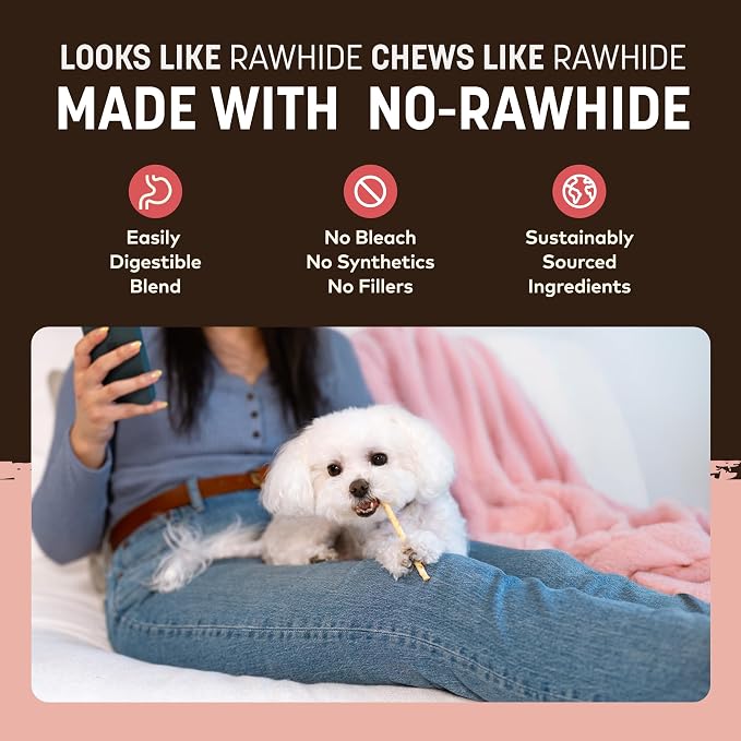 Earth Animal No-Hide Stix Strawberries & Cream Vegetarian Recipe Natural Rawhide Alternative Dog & Cat Chews, 20 Pack Value Pack