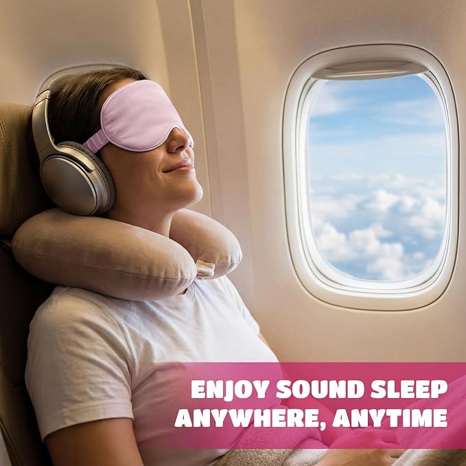 Cutecrop 50 Pcs Silk Sleep Mask Blackout for Women Men, Adjustable Comfortable Eye Cover Blindfold No Pressure for Sleeping, Travel, Napping, 5 Colors (Pink Red Color)
