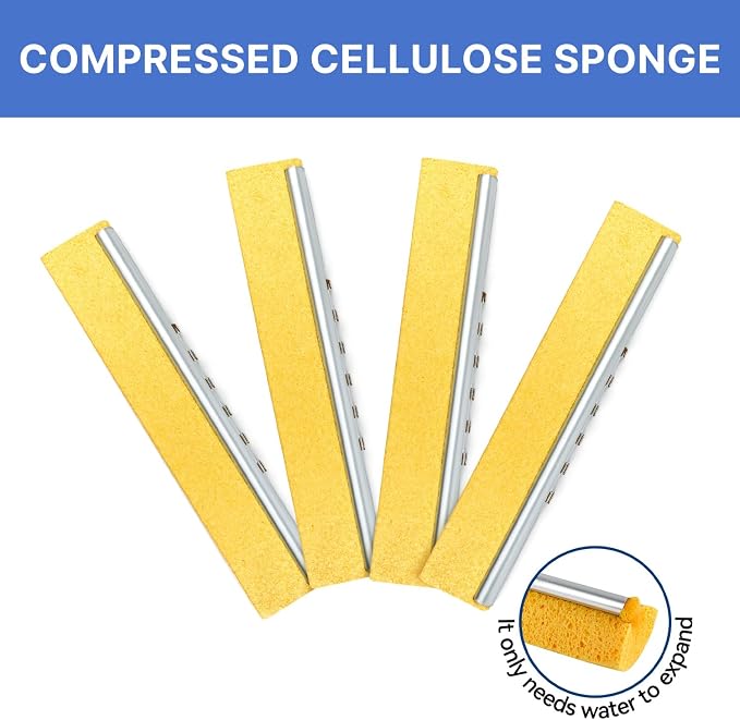 Replacement Mop Heads 4 Pack, Super Absorbent Cellulose Sponge Refills for Flat Floor Cleaning, Compatible with Wood, Tile & Laminate Floors