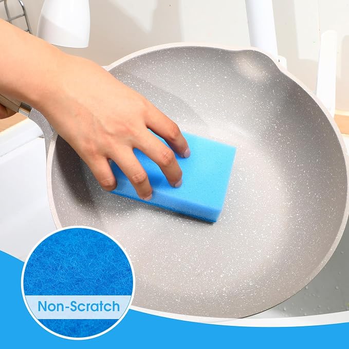 Tioncy 180 Pcs Individually Wrapped Sponges Bulk Kitchen Brown Non Scratch Scrub Sponges Dual Sided Cleaning Scrubber for Household Washing Dishes, Pots, Pans, Sinks, Stoves, Appliances, Car, Bike