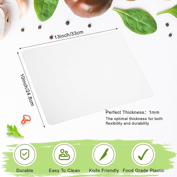 Hushee 120 Count Disposable Cutting Board Sheets 10 x 13 Inch Flexible Plastic Disposable Sheets Cutting Mat Large Chopping Boards for Kitchen Cooking Traveling Camping Tailgating BBQ