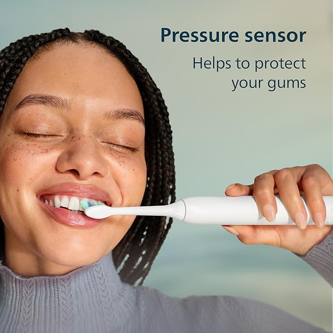 Philips Sonicare 4100 Series Electric Toothbrush - Sonic Toothbrush with Advanced Sonic Technology, Pressure Sensor, Two Intensity Settings, Smartimer & Quadpacer, Black, Model HX3681/24