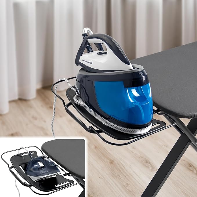 Duwee 17"x46" Ironing Board Full Size,Deluxe Ironing Board with Iron Rest | Heat Resistant Cover and Thicken Felt Pad, Adjustable Height,Heavy Sturdy Legs,Black