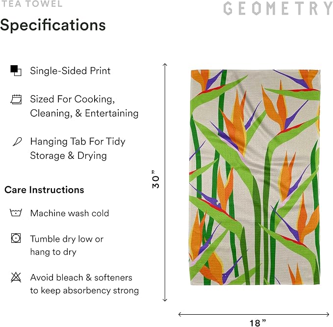 GEOMETRY Spring Kitchen Towels - Quick Dry Microfiber Cloth Spring & Summer Dish Towels for Kitchen Drying - Premium Quick Dry Towel - Paradise Play, 18" x 30" - 2-Pack