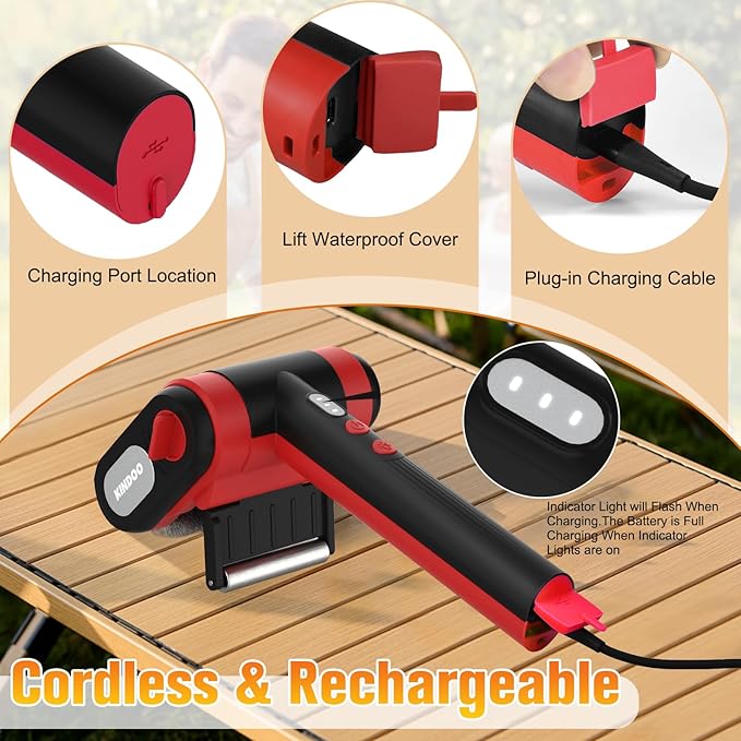 Electric Grill Brush Bristle for Outdoor Grill, Grill Cleaning Brush Rechargeable BBQ Cleaner Brush Head,Safe Grill Brush with Scraper for Cast Iron Stainless-Steel Grates,Red