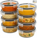 Sorbus Glass Meal Prep Containers Set, 8 Pack Round Borosilicate Glass Containers 32.7oz / 970ml, Airtight Vented Lids, Leakproof, BPA Free, Oven Microwave Freezer Dishwasher Safe, Stackable, 7x3 in