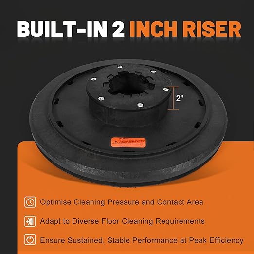 16" Floor Buffer Pad Driver Holder Attachment with 2 Inch Built-in Riser Fits for 17" Floor Buffers Scrubbers, with Shower Feed Holes 5 Inch Center Hole, Universal Pad Holder Attachment