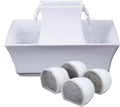 PetSafe Drinkwell Pagoda Fountain, 70 oz Ceramic, 4-Pk Filters Included | 2 Free-Falling Water Streams Encourage Hydration, Pet Water Fountain for Cats & Dogs, Includes 4 Carbon + 2 Foam Filters