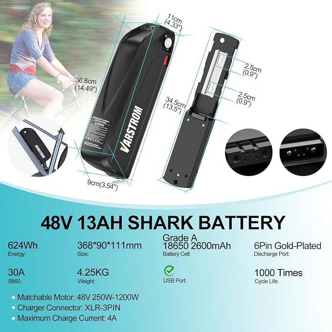 TSDZ2B 48V 500W Mid Drive Kit with EKD01 Display and Ebike Battery | Tong-sheng Electric Bike Conversion Kit for 68-73mm Bottom Bracket, Speed and Torque Sensored E-Bike Motor