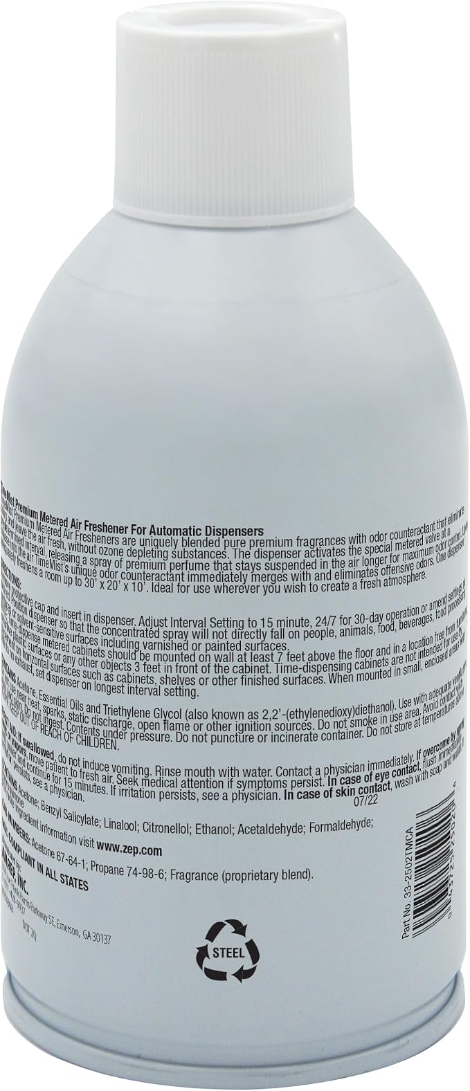 TimeMist Premium Metered Air Freshener Refills - Clean & Fresh - 7.1 oz (Case of 12) - 1042771 - Lasts Up To 30 Days and Neutralizes Tough Odors