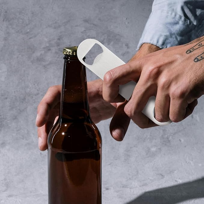 25 Pack Flat Beer Bottle Opener 7 inch Stainless Steel Flat Bottle Opener Beer Bottle Openers for Bartender Kitchen Bar Restaurant (Silver)