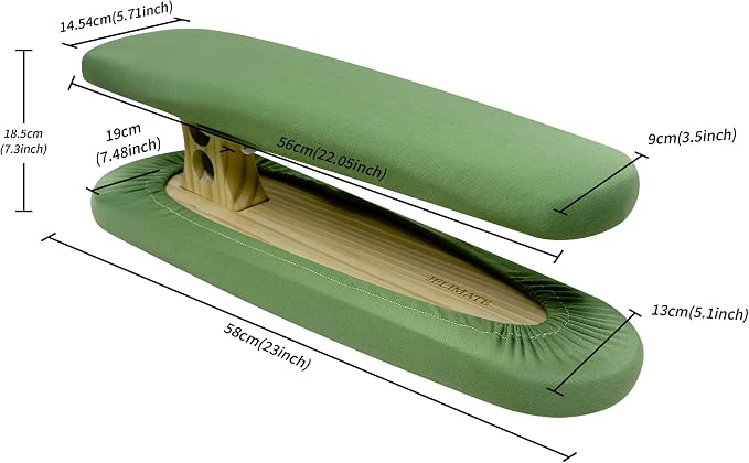 Padded Pants & Sleeve Ironing Boards, Green | Thick Soft Cotton Padding, Double Side Wooden, Tailor's Sleeve Ironing Stool, Removable Cotton Cover