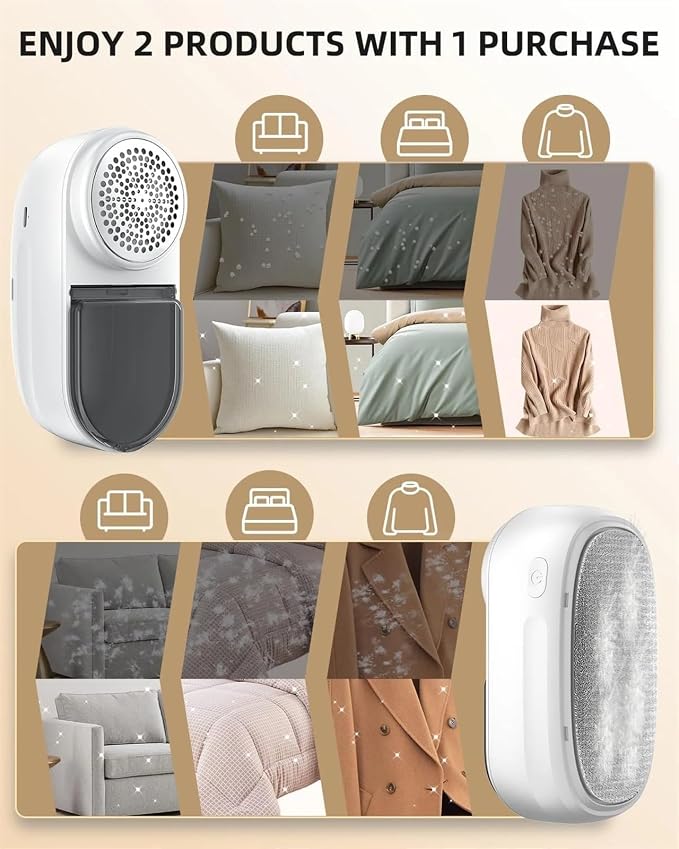 Fabric Shaver Lint Remover and Lint Brush Rechargeable, 2600mAh Portable Sweater Defuzzer Lint Shaver, 2-Speed Adjustment, Removes Lint, Pill, & Fuzz (Color : White)