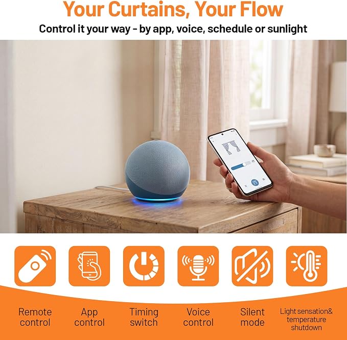 Automatic Curtain Opener, Upgrade Remote Contro,Compatible with Alex | Smart Curtain Opener,Compatible with Google Home ,Compatible Roman T/U/Tracks,Easy Install,Suitable for Home Office Elderly
