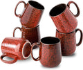 HASENSE Coffee Mugs Set of 6, 15 Ounce Ceramic Coffee Cups Set with Handle, Large Tea Mug for Kitchen, Red Cup for Tea,Cocoa, Milk, Christmas Gift for Women and Men, Dishwasher and Microwave Safe
