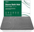 XMarrat Large Stone Bath Mat, Super Absorbent Diatomaceous Earth Bath Mat Large, Quick Drying Non-Slip Diatomite Stone Bath Mats for Bathroom, Easy to Clean (Dark Grey, Extra Large 31.5" x 19.7")