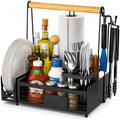 Portable BBQ Grill for Cuisinart CPG-700 Woodcreek XL 2021-2024, Multi Compartment Outdoor Grilling Organizer with Plate Rack, Paper Towel Holder & Tool Hooks for Camping,A