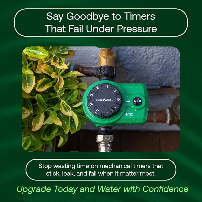 Rain Bird 1ZEHTMRS Simple-Set Hose End Timer, One Zone/Station, Battery Operated, 3/4" Garden Hose Thread, Heavy-Duty Brass Inlet, Dial with Brass Inlet