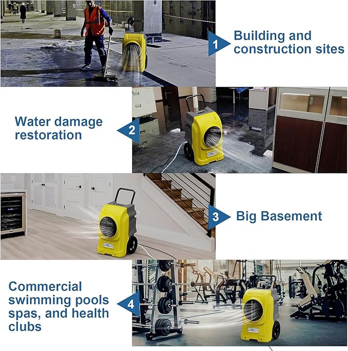 ALORAIR 270 PPD LGR Commercial Dehumidifier with Pump & Drain Hose, Portable Insutrial Dehumidifier with Wheels for Basments, Home, Job Sites, 6 Years Limited Warranty, Storm Elite (Yellow)