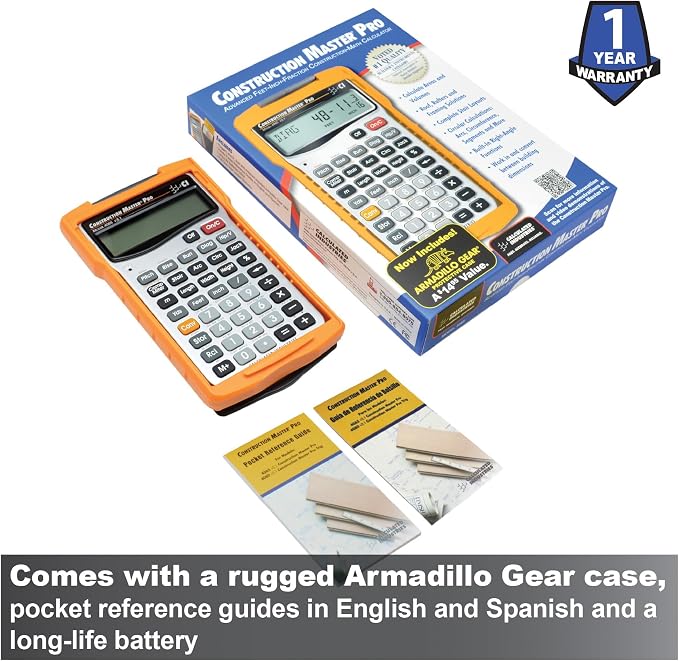 Calculated Industries 4065 Construction Master Pro Advanced Construction Math Feet-inch-Fraction Calculator for Contractors, Estimators, Builders, Framers, Remodelers, Renovators and Carpenters | Advanced Construction Math, Feet-Inch-Fractions, For Con...