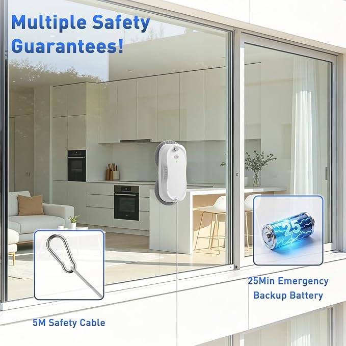 KKI Window Cleaning Robot,Upgraded Window Cleaner Robot, Auto-Dual Spray, Max 3200pa,3 Cleaning Modes & Edge Detection, Remote Control for High-Rise Windows, Glass Door,5Sets Cloths