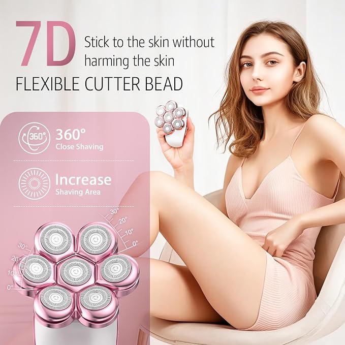SHPAVVER Electric Razors for Women Legs: Rechargeable Electric Shavers for Body - Waterproof Wet Dry Hair Remover for Lady Face Underarms Public (Glossy Pink)