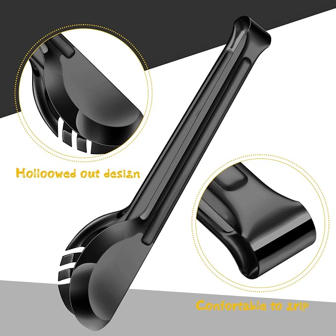 Thenshop 30 Pcs Serving Utensils Set Stainless Steel Flatware Serving Set Include Large Spoons Slotted Spoons Forks Soup Ladle Pie Server and Tongs for Buffet Catering Party Restaurant(Black)