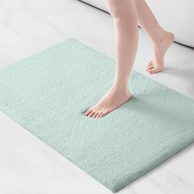 Madison Park Signature Marshmallow Bathroom Rug Non Slip, Luxrurious Plush Bath Mat, Absorbent, Quick Dry, Spa Design Bath Room Décor, 24x40, Seafoam