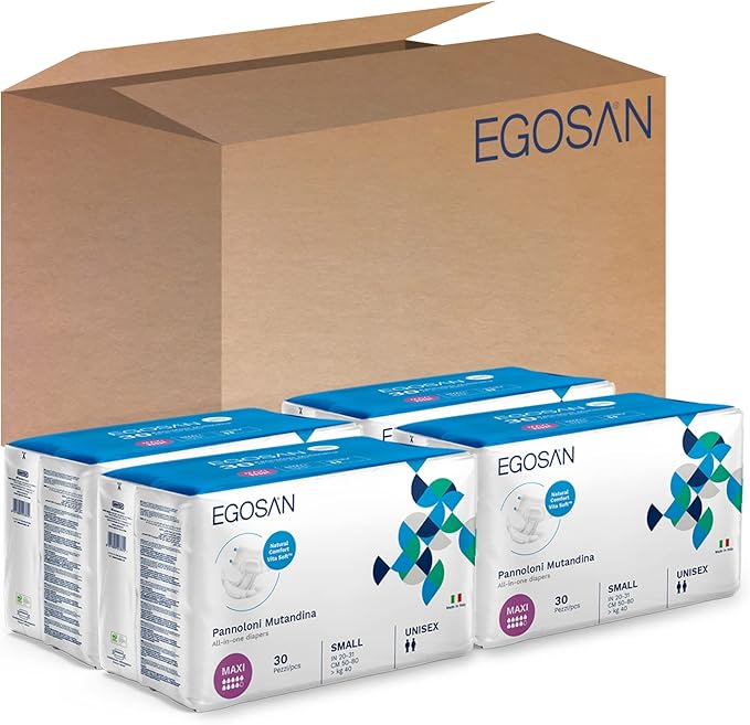 Egosan Maxi Incontinence Disposable Adult Diaper Brief Maximum Absorbency and Adjustable Tabs for Men and Women (Small Case, 120-Count)