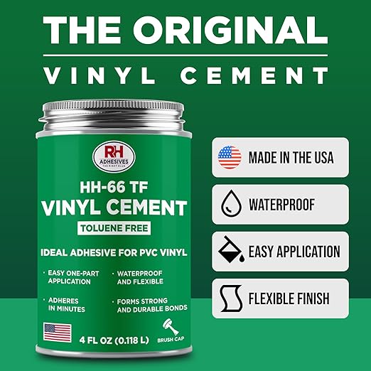 HH-66 Toluene Free Vinyl Cement 4 oz - Vinyl Adhesive, Cement Glue, Industrial Contact Cement for PVC & Vinyl Repair - Waterproof Flexible Vinyl Glue for Tarps, Pool Liners, Inflatables – RH Adhesives