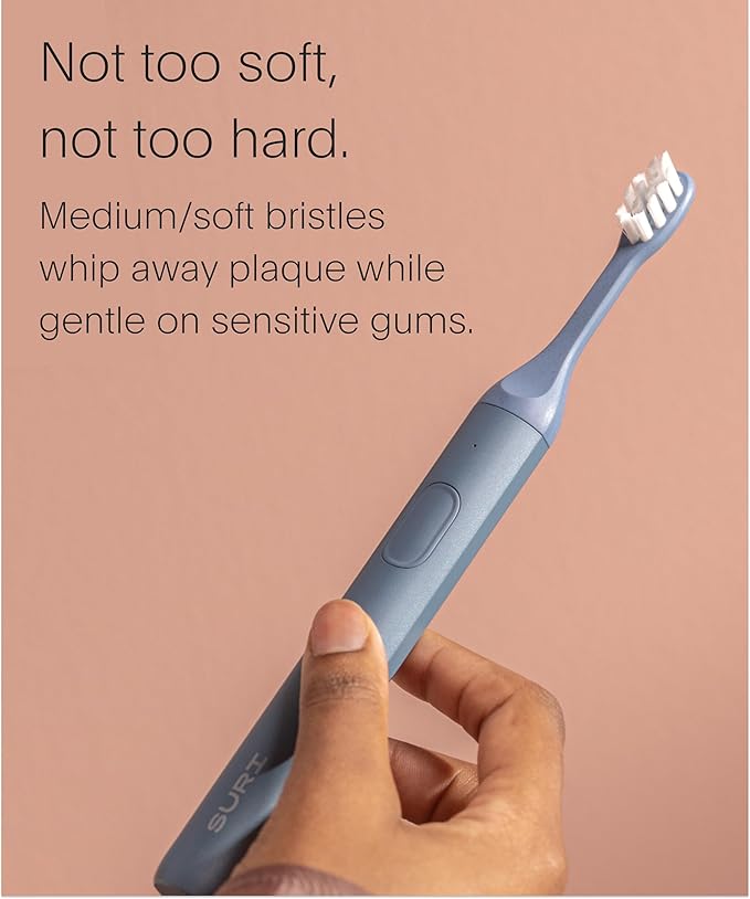 SURI Recyclable Plant-Based, Electric Toothbrush Heads - Long Lasting Replacement Heads | Compatible Only Sonic Electric Toothbrush - Sea Mist, Pack of 3
