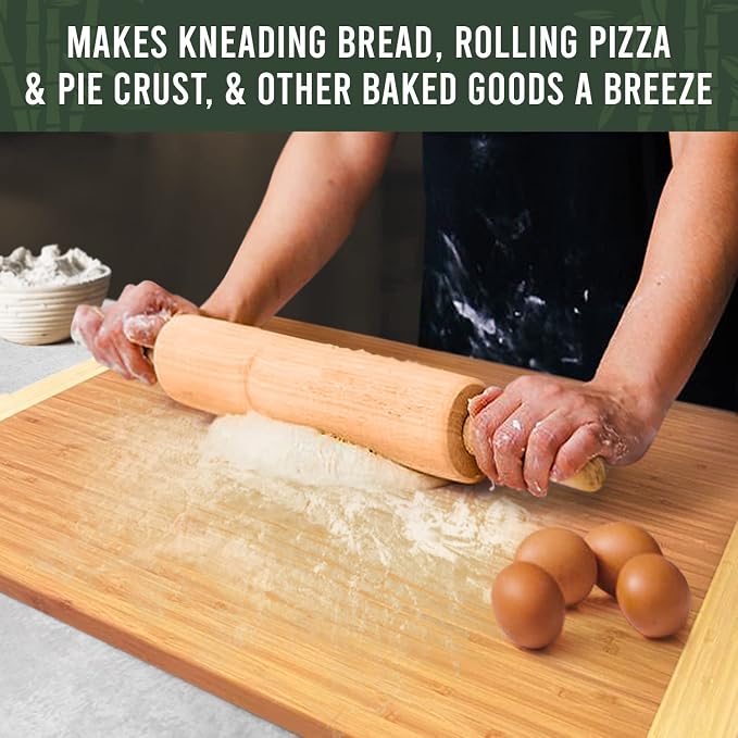 GREENER CHEF 36 x 24 Inch Extra Large Bamboo Cutting Board with Lifetime Replacements – 4XL Butcher Block, Oversized Carving & Charcuterie Board, Stovetop Cover for Kitchen Counter Space