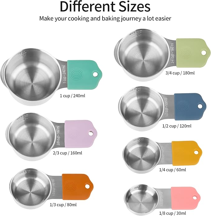 Measuring Cups and Spoons Set 16, Metric & US Stainless Steel Magnetic Measuring Cups and Spoons Set for Baking & Kitchen, Dry & Liquid Metal Measure Cups & Spoons with Leveler