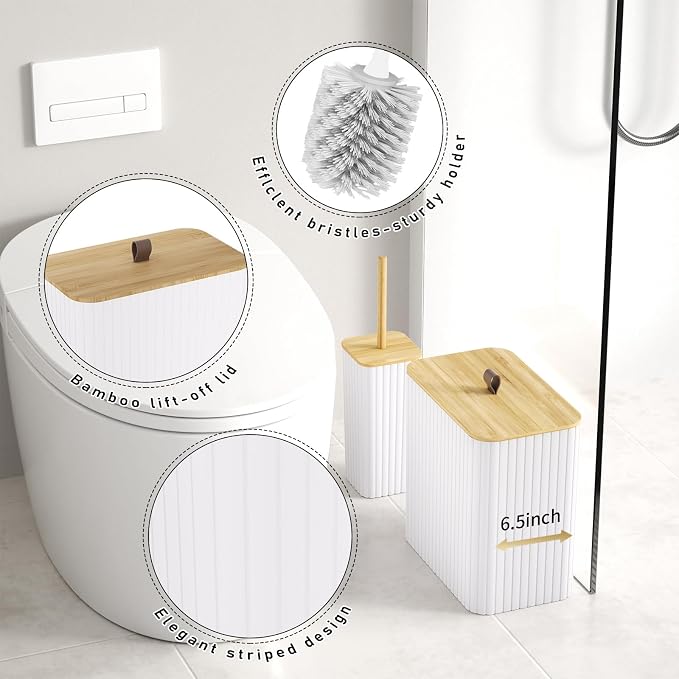 Bathroom Accessory Set - White Bathroom Set, 12PC Bathroom Accessories Set, White Bathroom Accessories Set, Mini Trash Can, Toilet Brush, Trash Can & Soap Dispenser