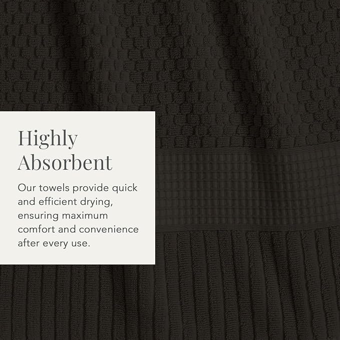 NY Loft 100% Cotton 2-Pack Oversized Bath Towel Set | Black | Quick-Dry | Two Oversized 35" x 70" Bath Towels / Bath Sheets | Super Absorbent | Designer-Styled Texture