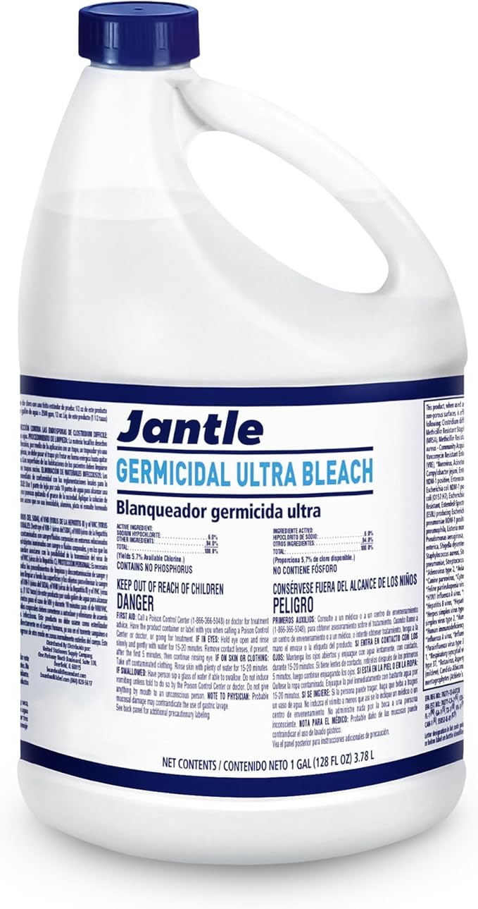 Bleach, Ultra Germicidal Cleaner, Disinfectant Germicidal Liquid Bleach for Laundry, Cleans and Removes Tough Stains, Bacteria, Organic Matter and More | 1 Gallon Bleach Bottle, Bulk (12 Pack)